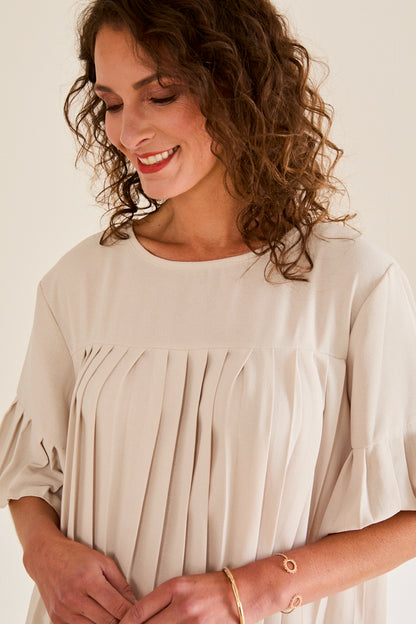 Robe courte plissée Layla ECRU