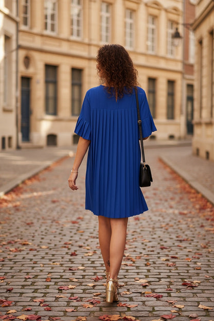 Robe courte plissée Layla ROYAL