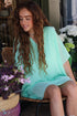 Robe courte plissée Rahma VERT DRAGEE