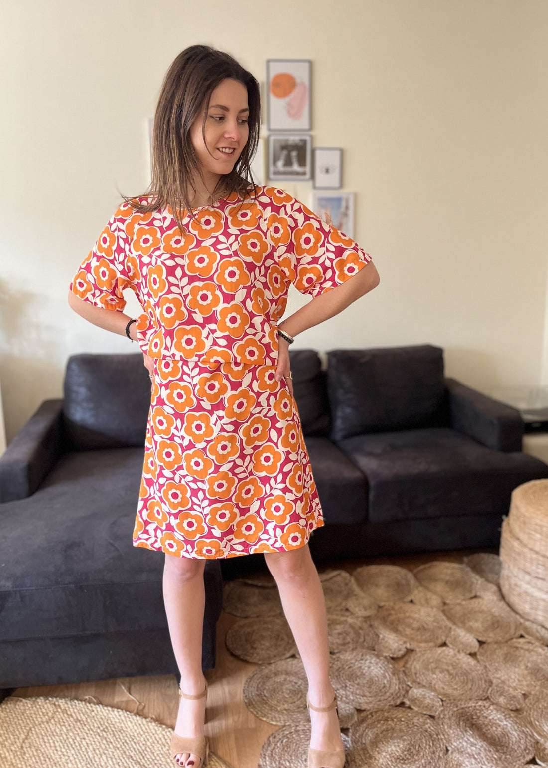 Robe imprimée fleurie Tiphaine FRAMBOISE