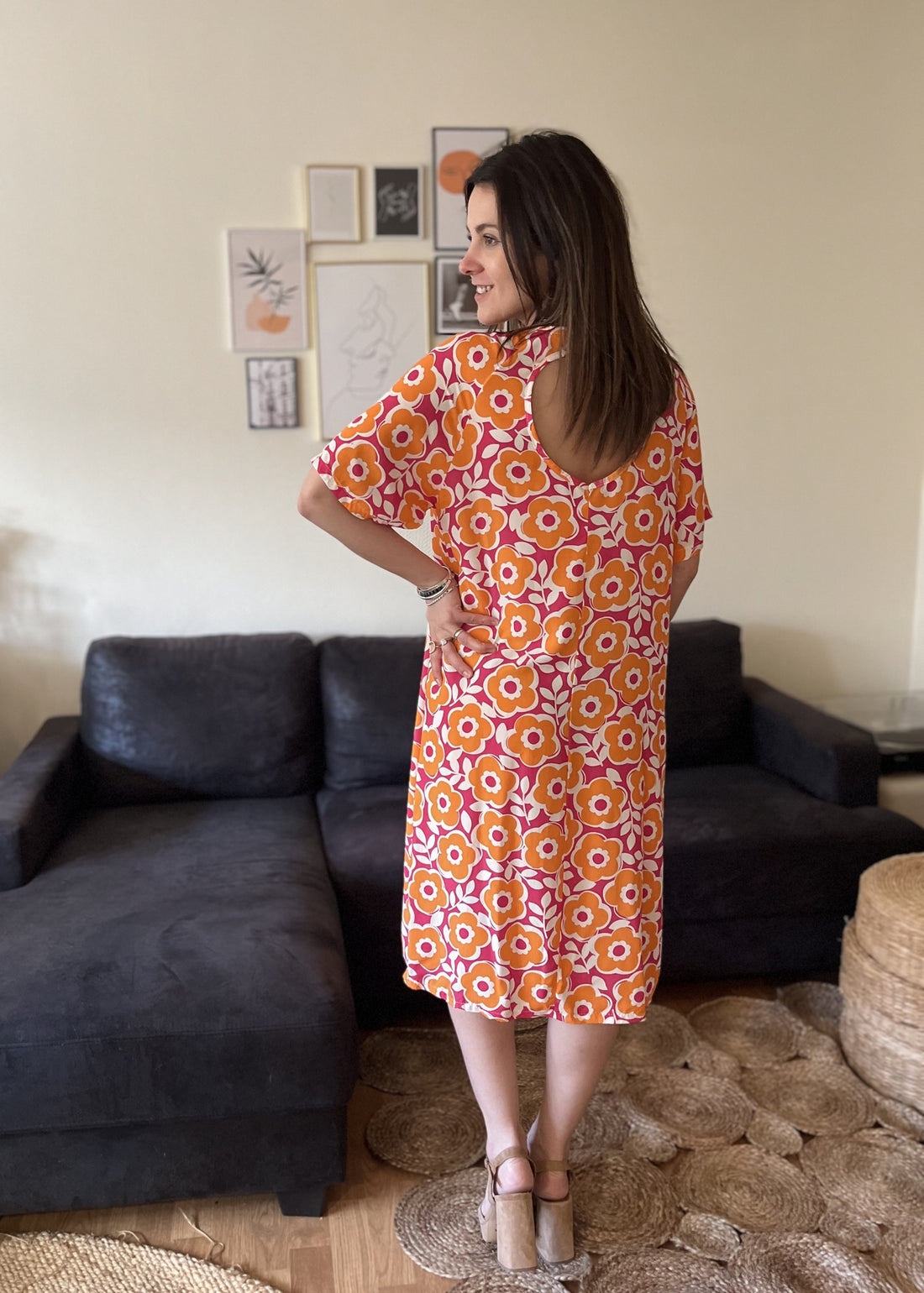 Robe imprimée fleurie Tiphaine FRAMBOISE