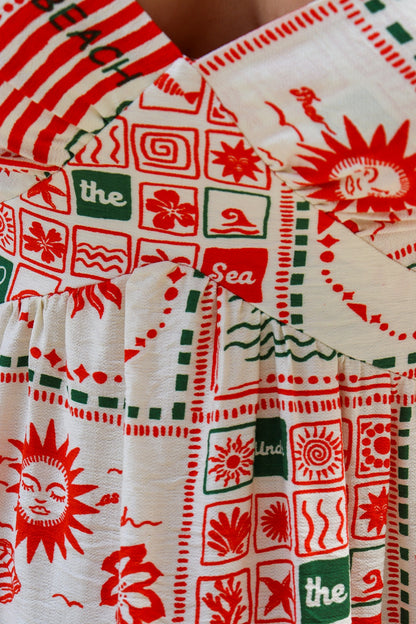 Robe longue à imprimé rétro ORANGE IMP