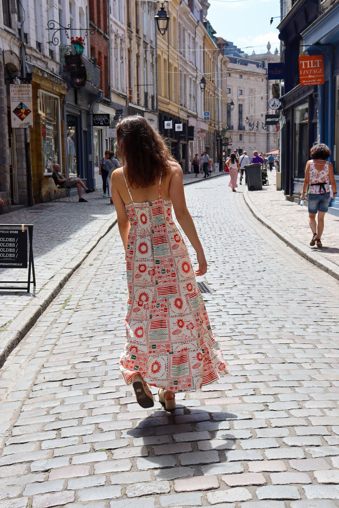 Robe longue à imprimé rétro ORANGE IMP