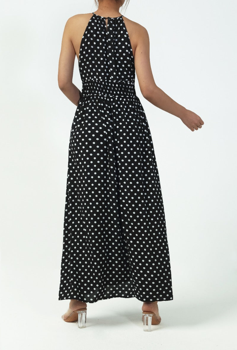 Robe longue à pois NOIR