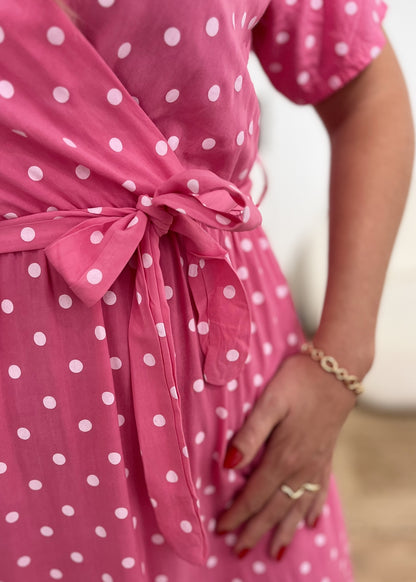 Robe longue alexandrine Pois blanc FRAMBOISE