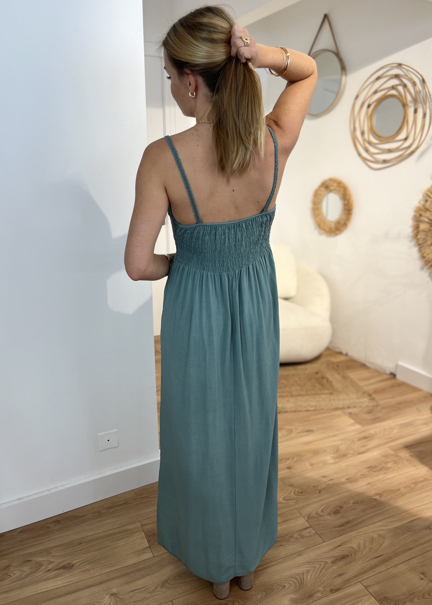 Robe longue bretelle lilianne Haut crochet PAON