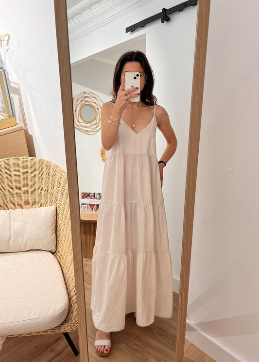 Robe longue bretelle Stéphanie BEIGE