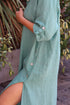 Robe longue en lin églantine MENTHE