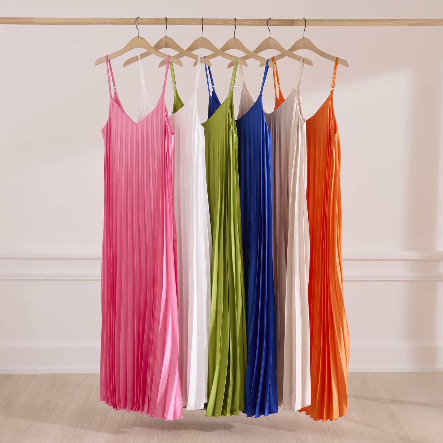 Robe plissée longue &amp; fluide Pia - bretelles réglables ORANGE