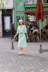 Robe plissée midi Armelle - col v fluide TILLEUL