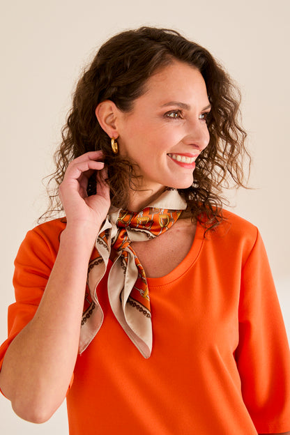 Robe poches boutons Fanny - coupe évasée ORANGE