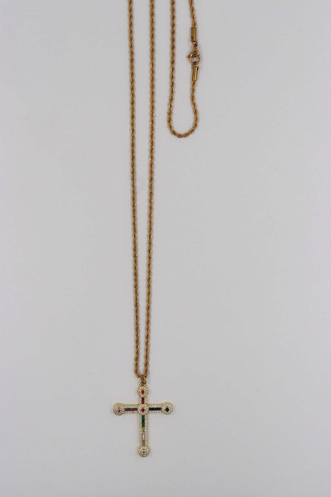 Sautoir doré croix strassée Pietra UNI1