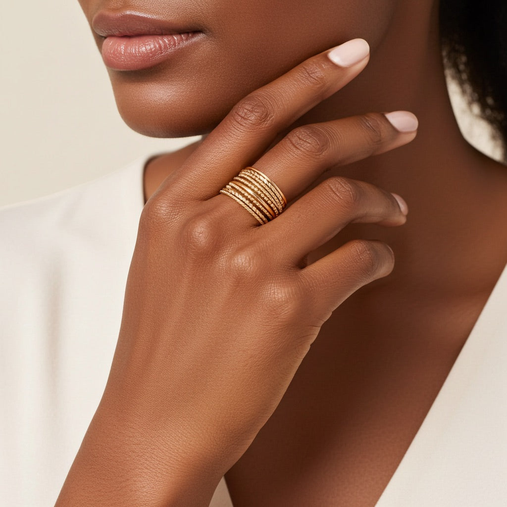 Semainier 10 anneaux plaqué or