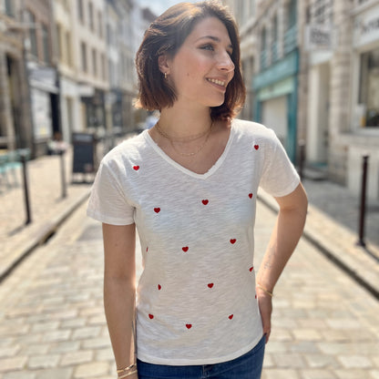 Tee shirt multi coeurs BLANC/ROUGE