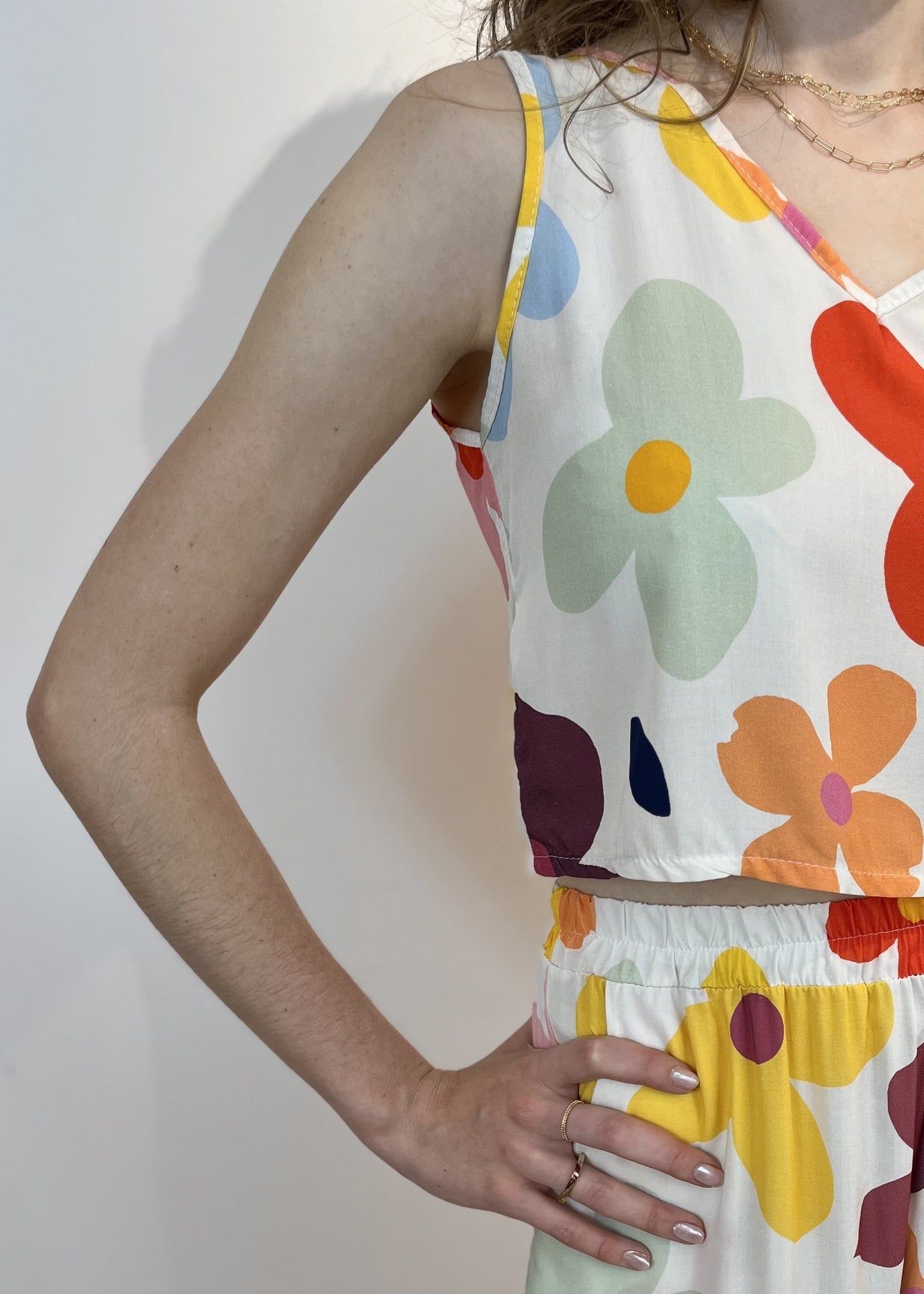 Top fleuri en viscose Solène HIPPY BLANC