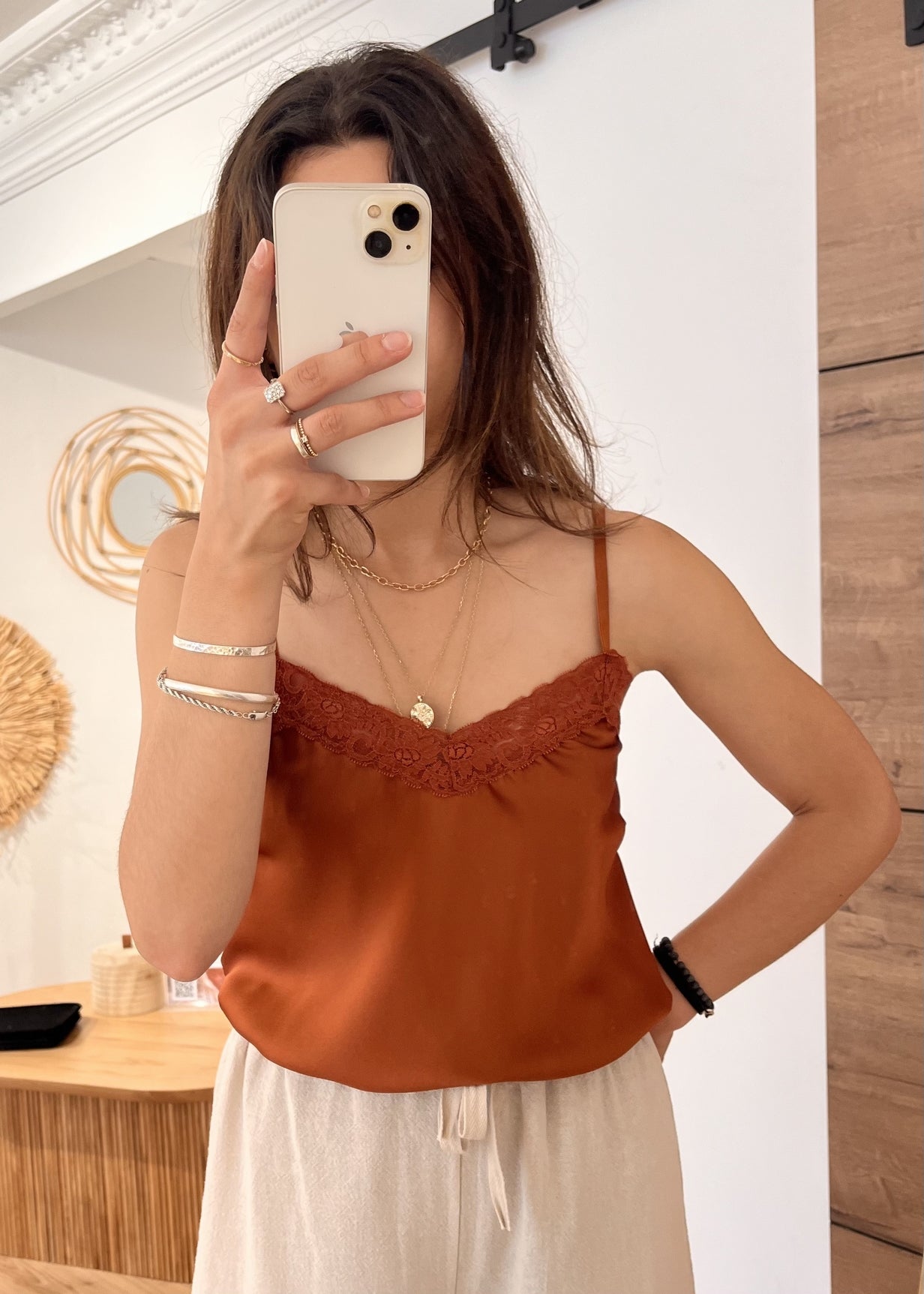 Top pippa bretelles Uni dentelle TERRACOTA