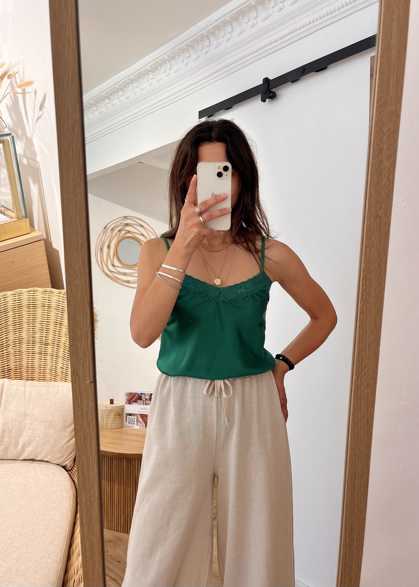 Top pippa bretelles Uni dentelle VERT GUCCI