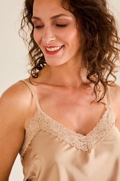 Top satin dentelle Pippa CHAMPAGNE