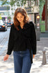 Veste Lili - coupe courte ceinturée NOIR