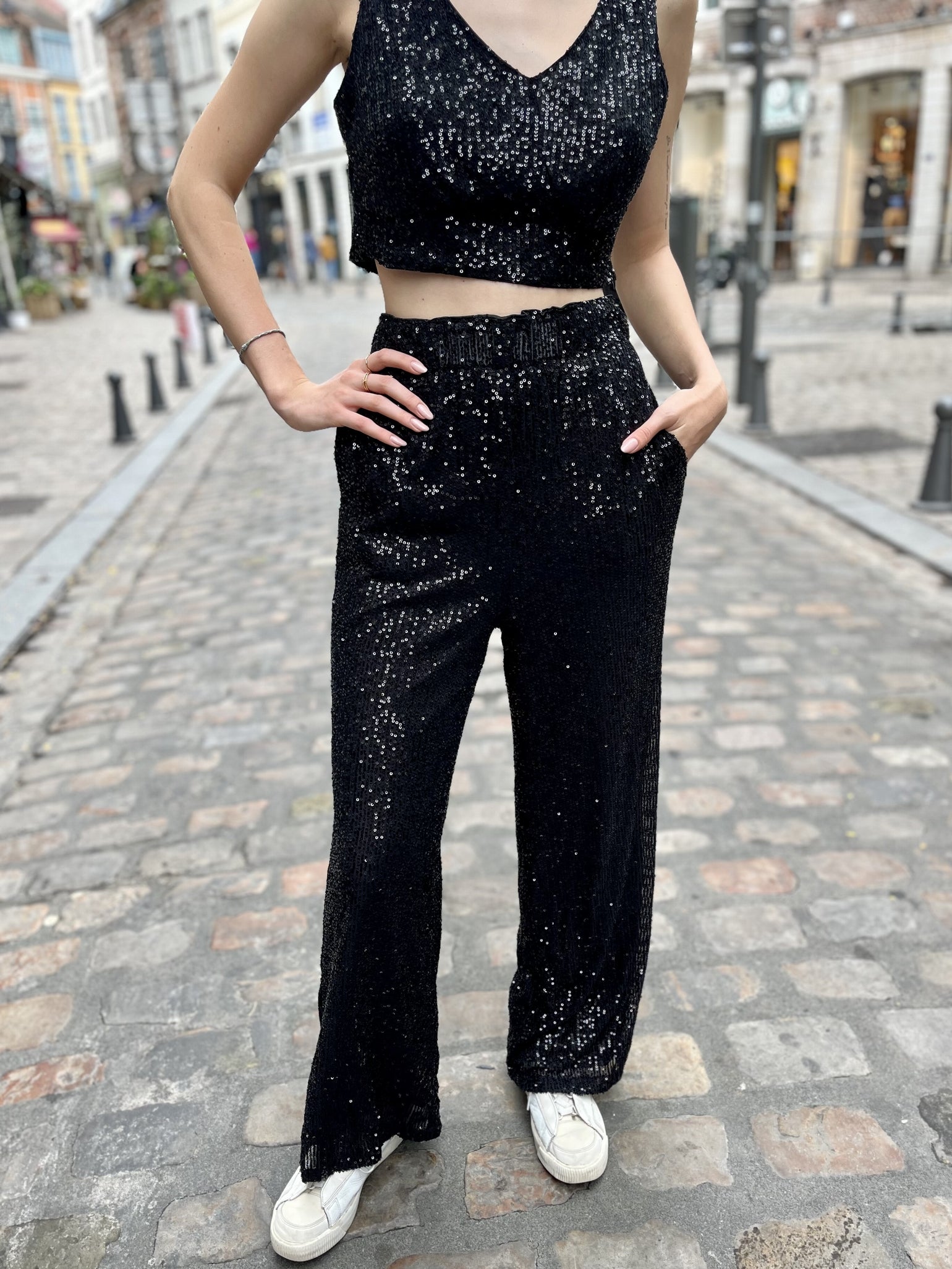 Pantalon online sequin noir