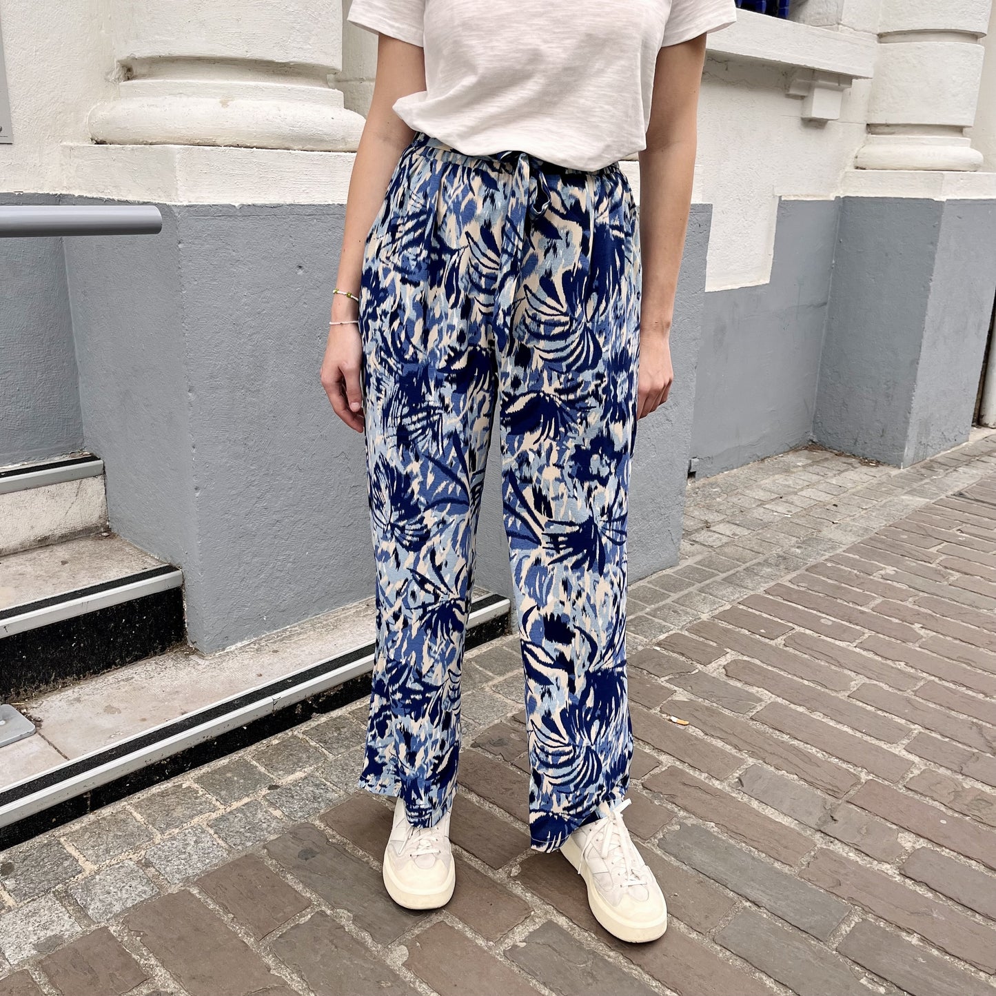Pantalon fluide imprime BLEU
