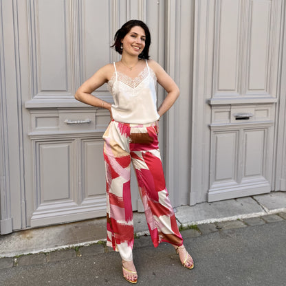 Pantalon fluide imprime FRAMBOISE