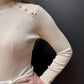 Pull col rond boutons BEIGE