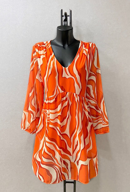 Robe clemence imprime fluide ORANGE