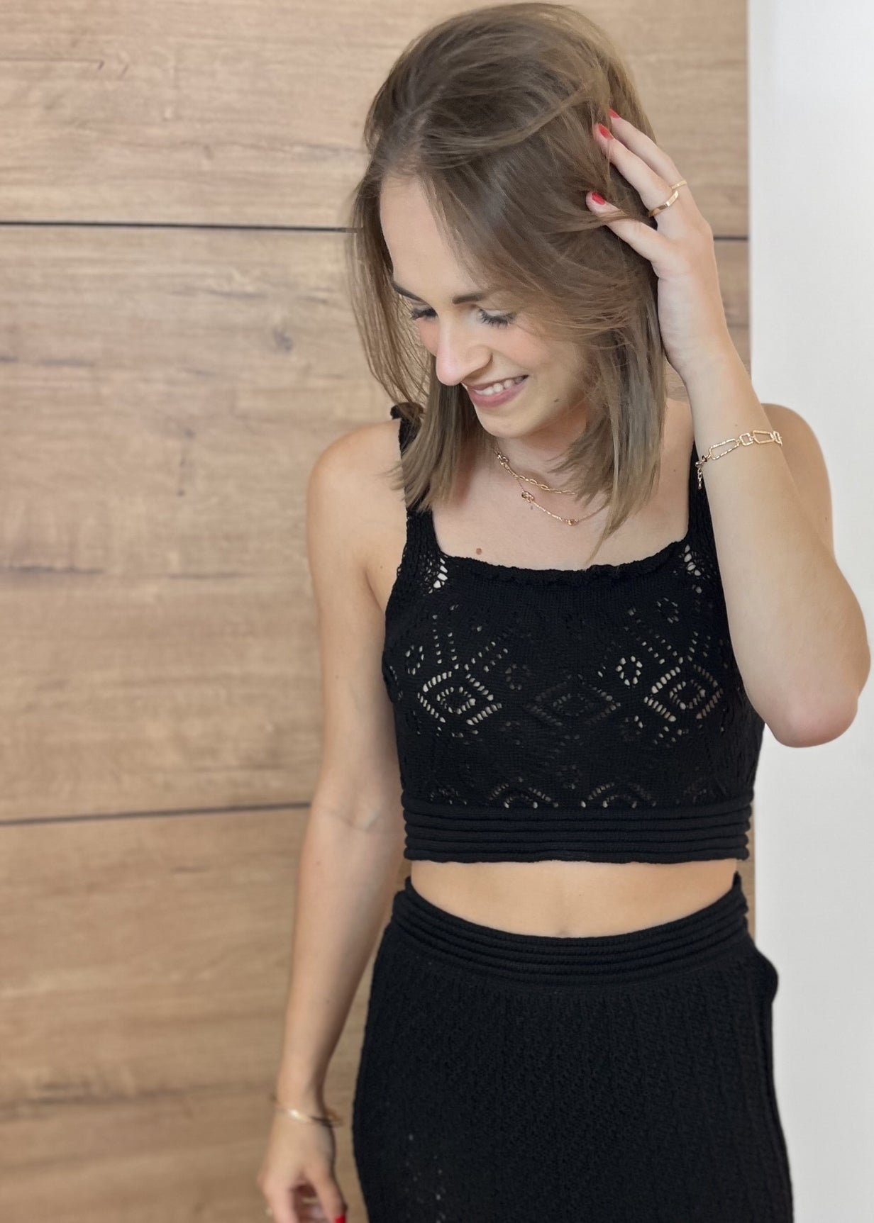 Robe longue plissée unie Armelle NOIR