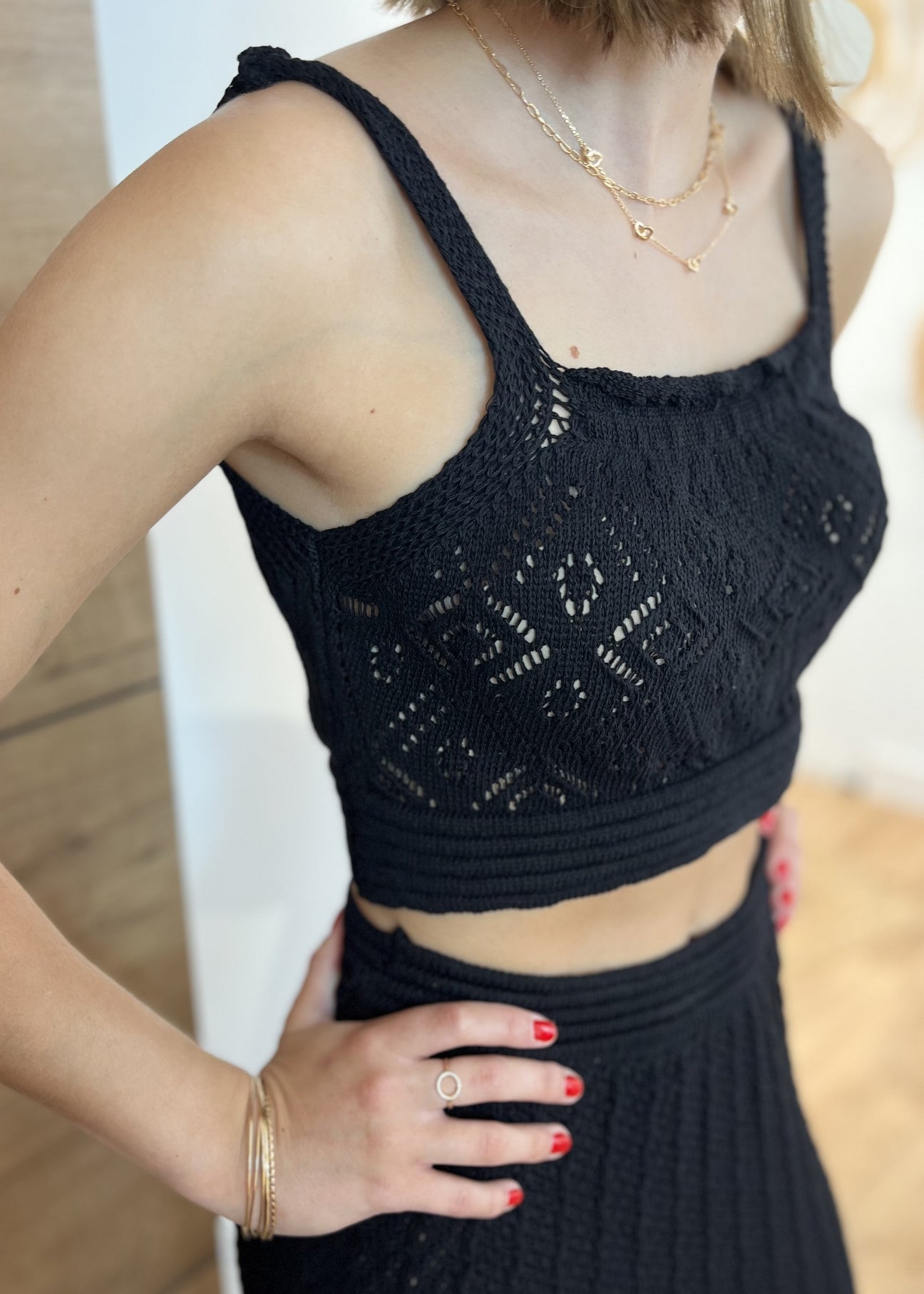 Robe longue plissée unie Armelle NOIR