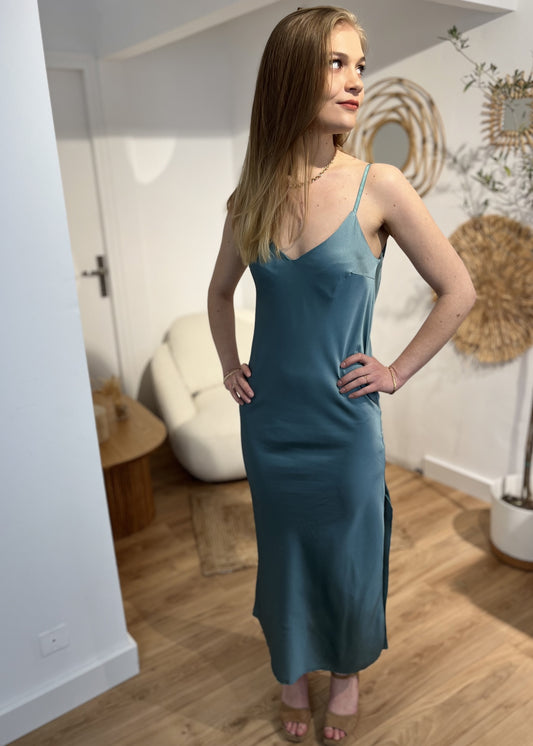 Robe longue plissée unie Armelle PAON
