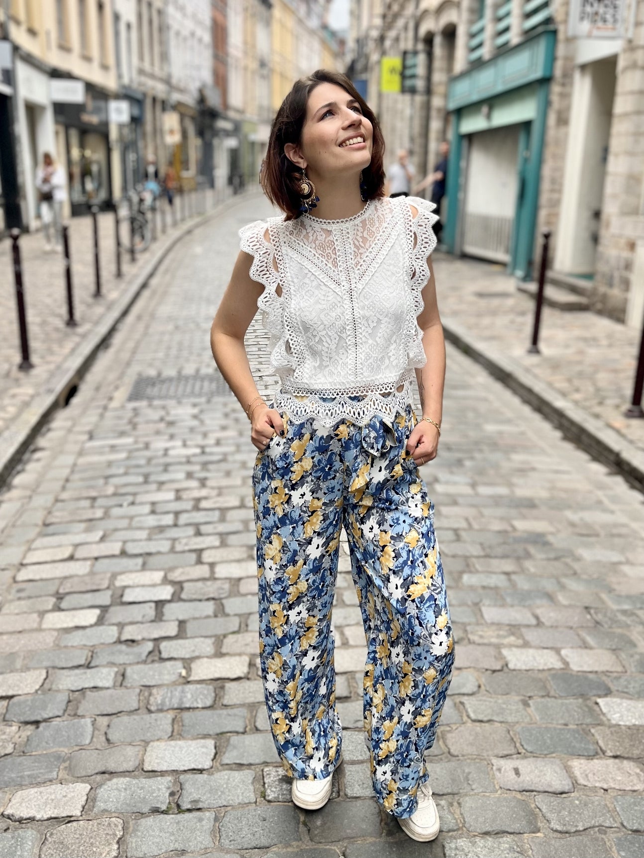 Pantalon fluide imprimé BLEU