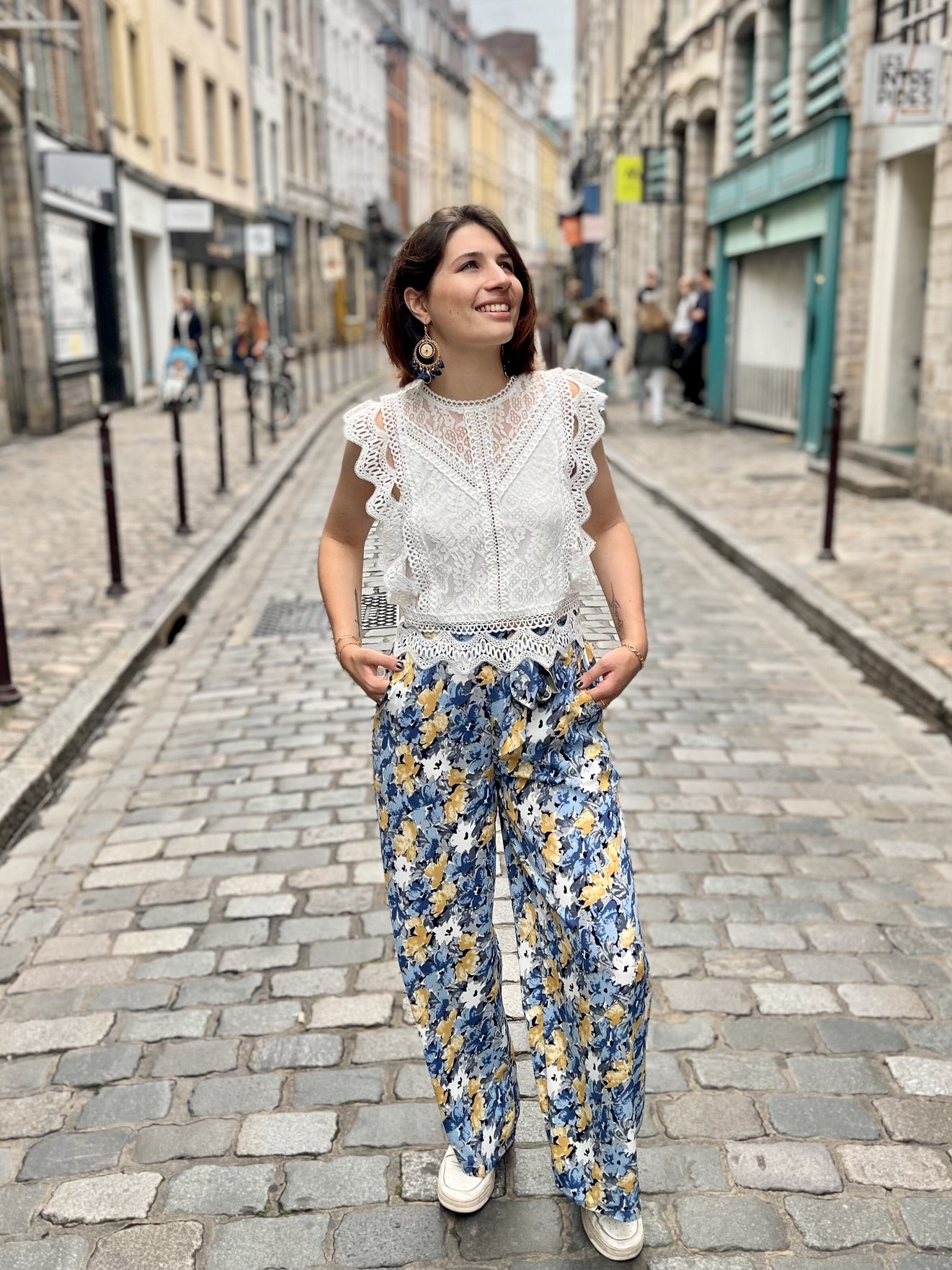 Pantalon fluide imprimé BLEU