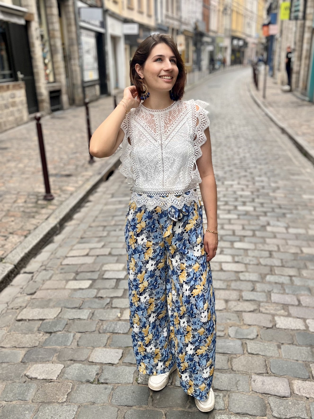 Pantalon fluide imprimé BLEU