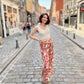 Pantalon fluide imprimé ROUGE