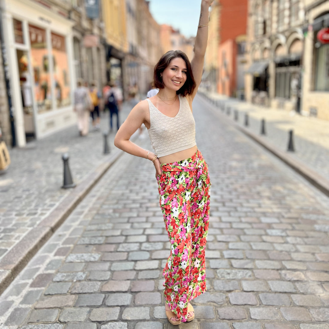 Pantalon fluide imprimé ROUGE