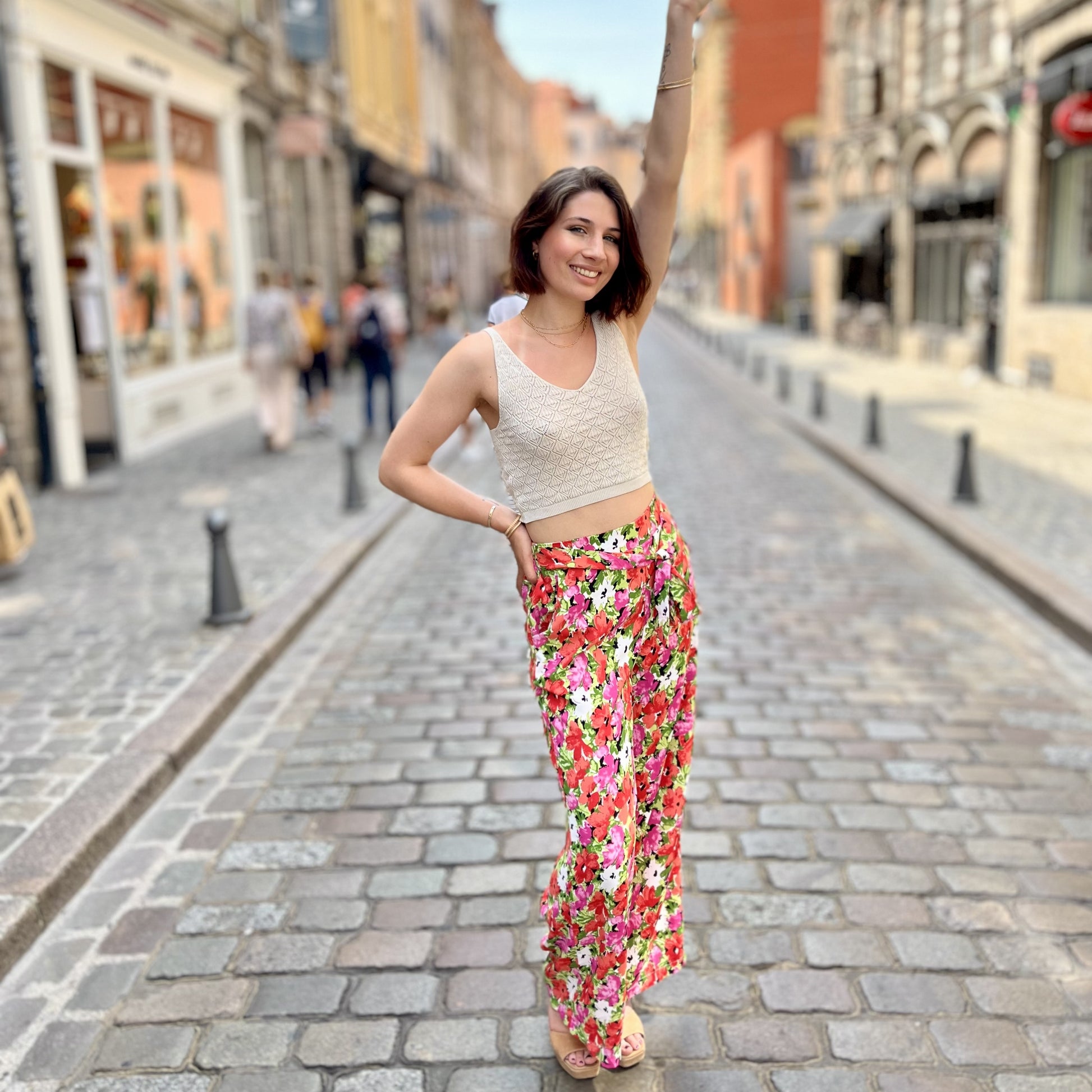 Pantalon fluide imprimé ROUGE