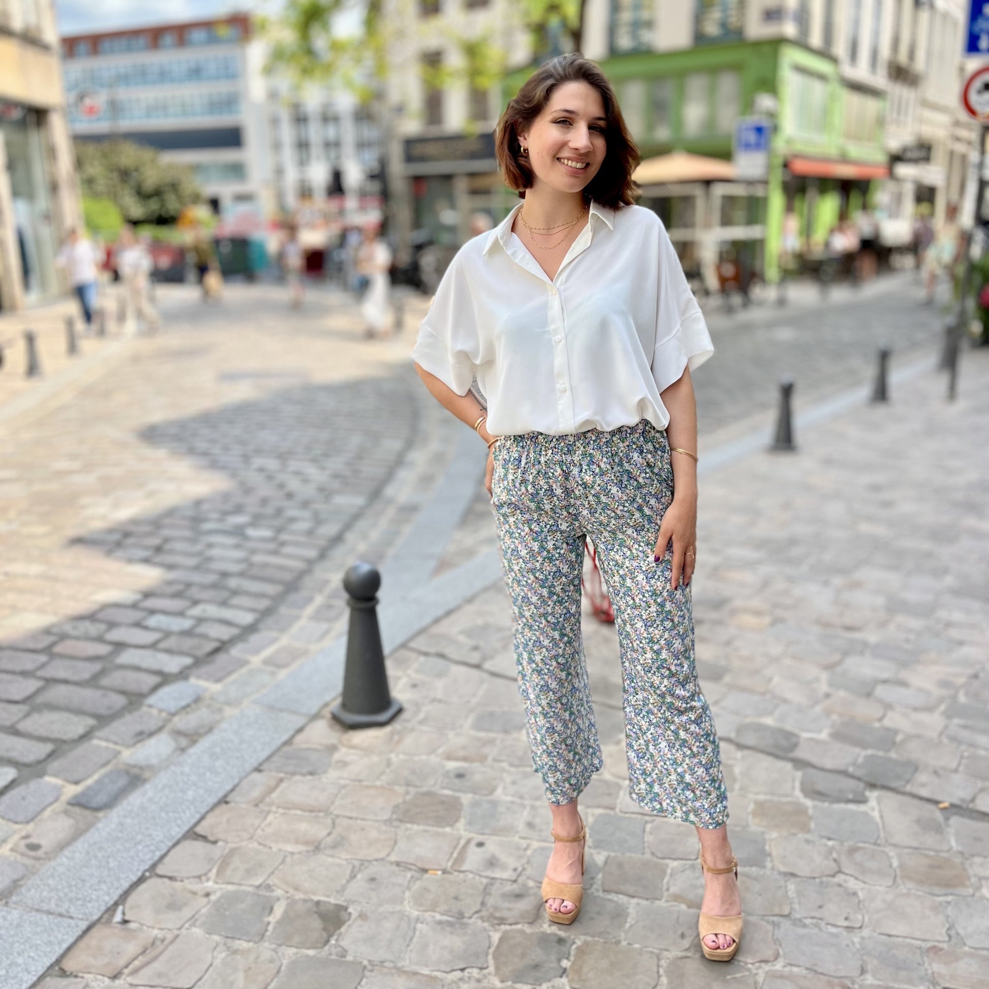 Pantalon fluide imprimé VERT