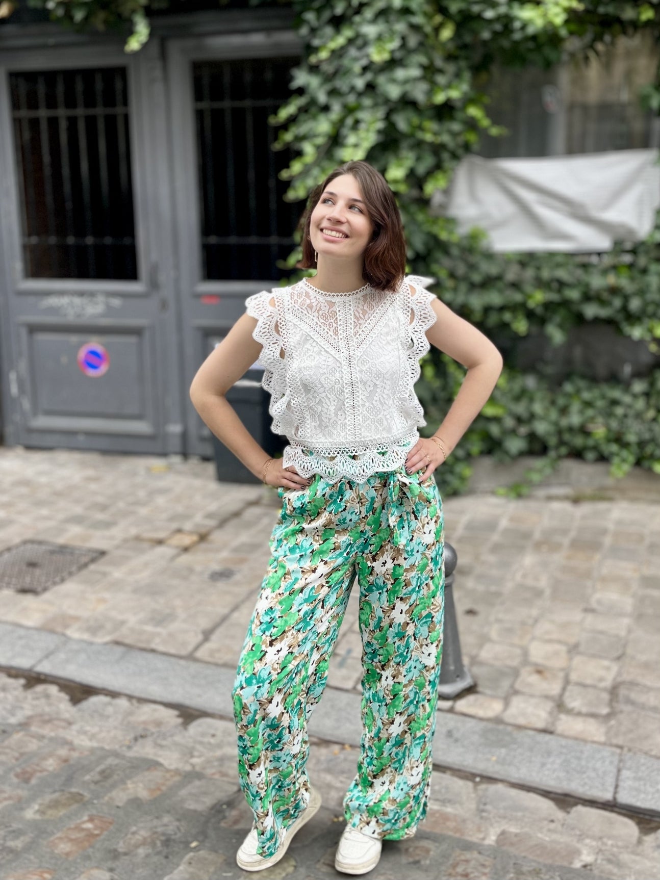 Pantalon fluide imprimé VERT