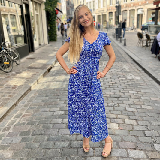 Robe longue imprimée BLEU