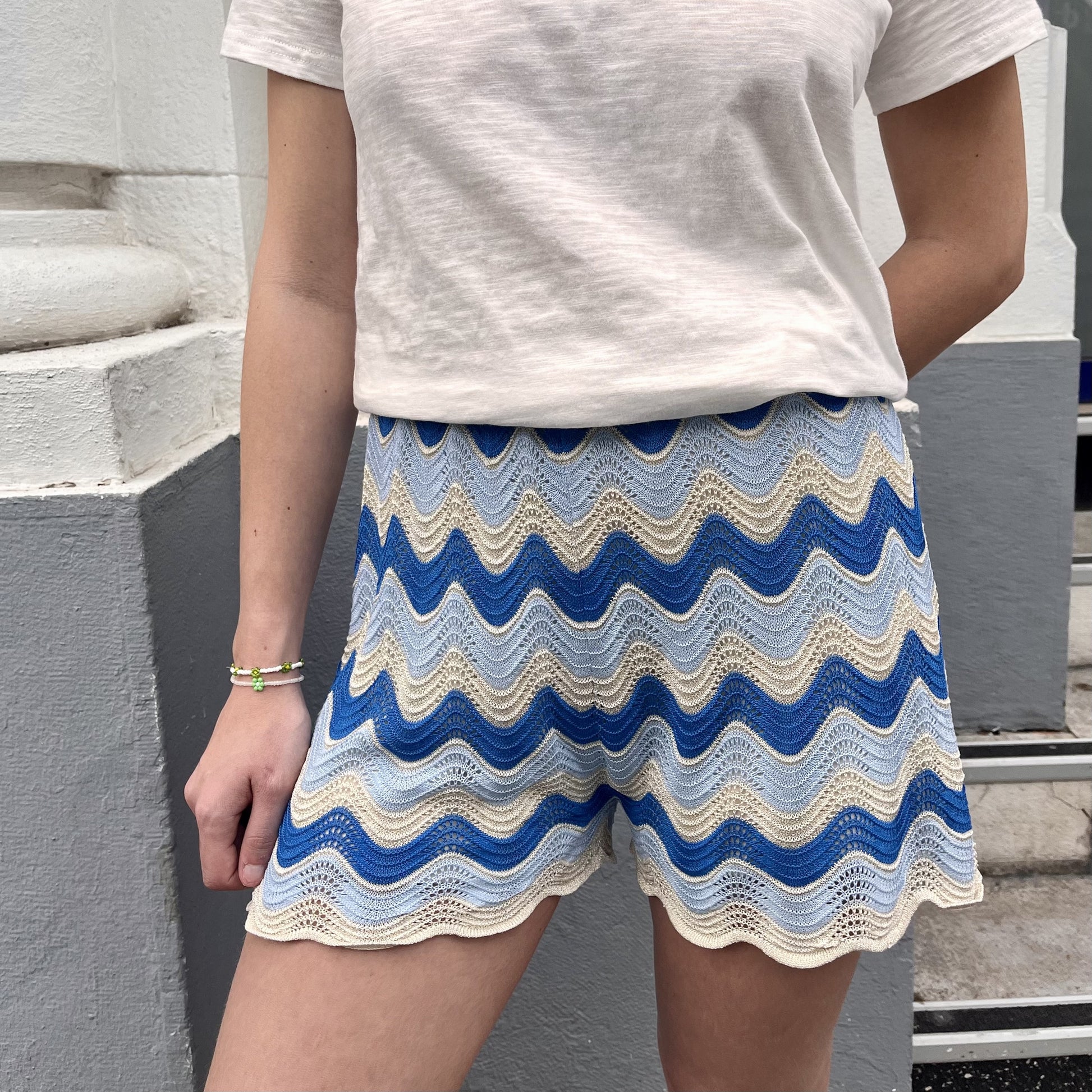 Short ajoure BLEU