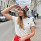 Tee shirt BLANC COEUR ROUGE
