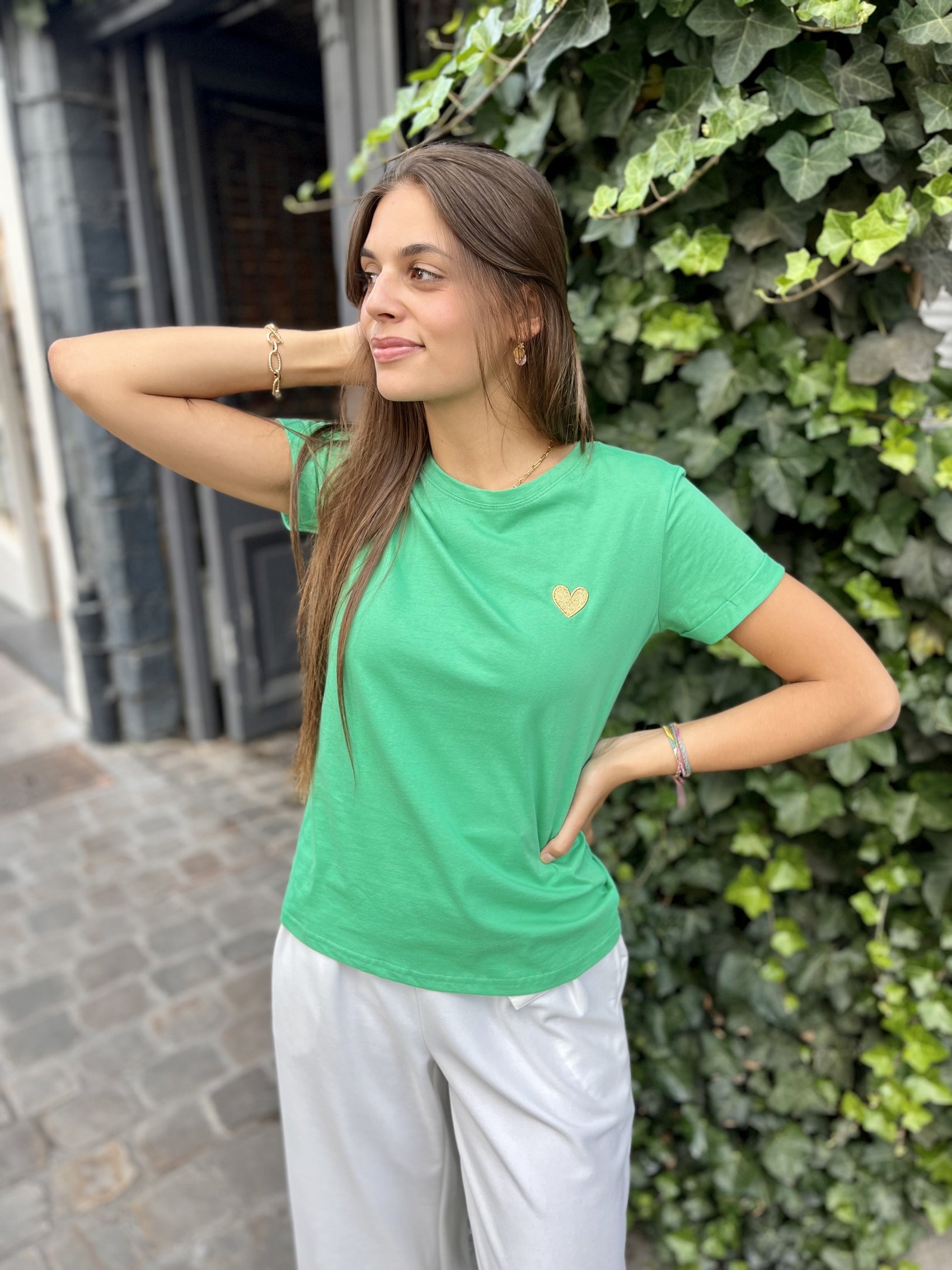 Tee shirt	coeur VERT COEUR OR