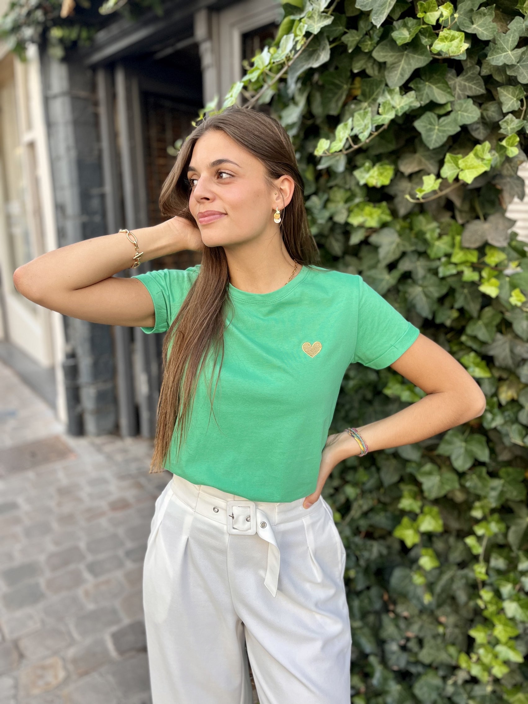 Tee shirt	coeur VERT COEUR OR